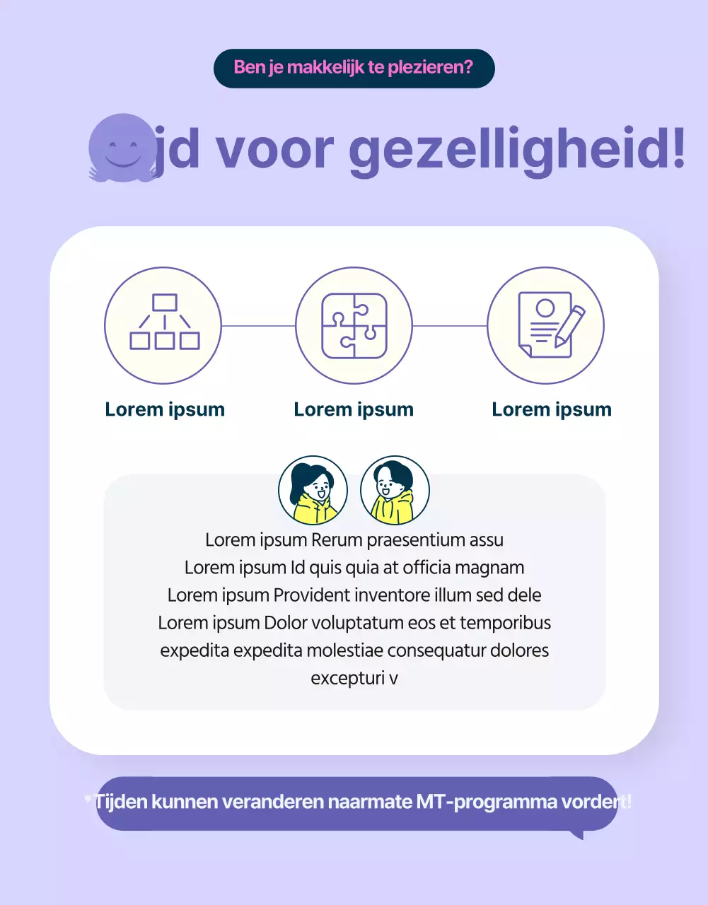 Paars en geel minimalistische B-grade college leven MT promotie