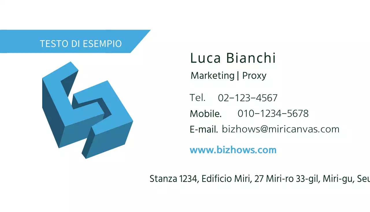 Un biglietto da visita di colore blu
