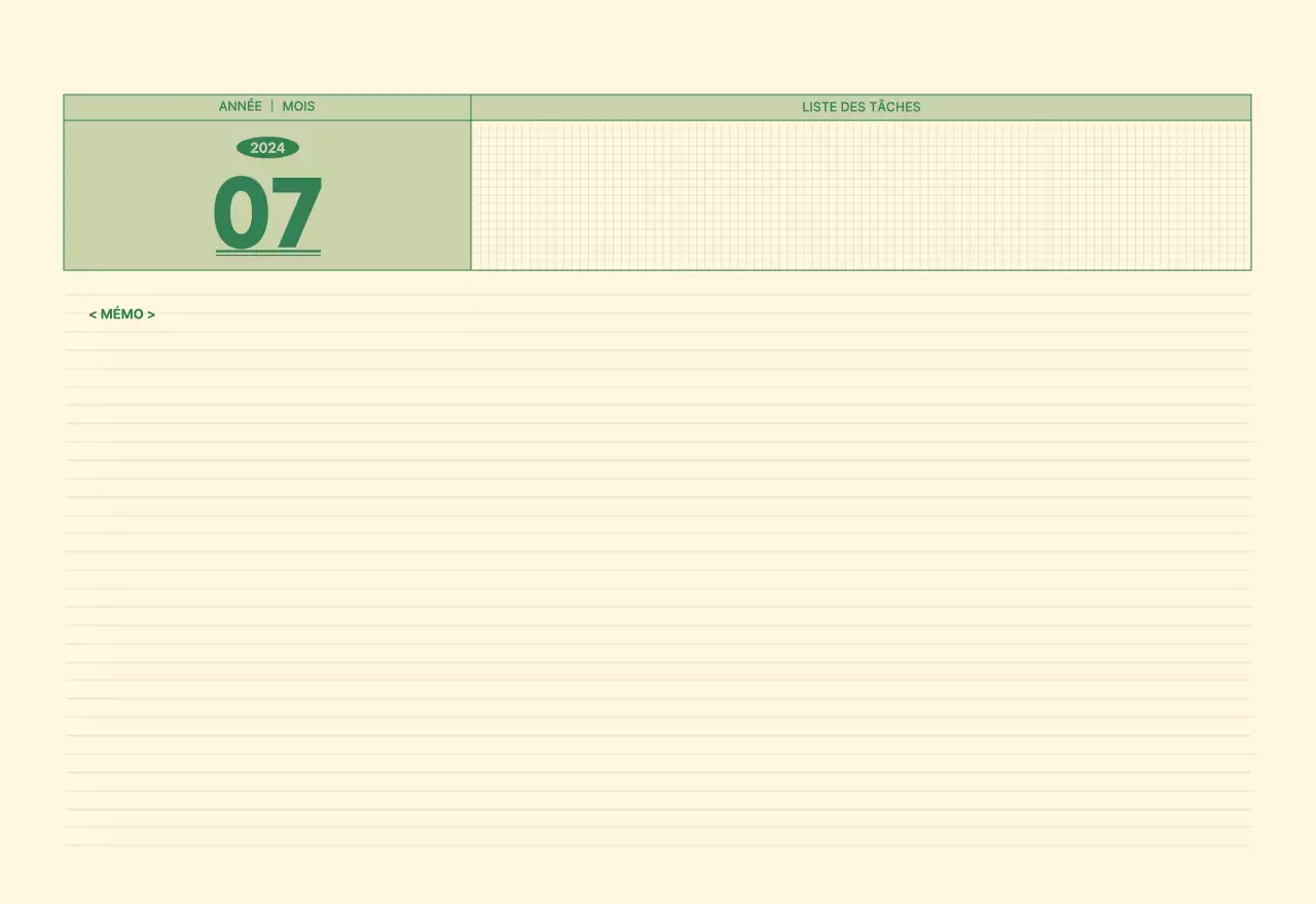 Calendrier mural SAT D-day notepad concept en vert et jaune clair