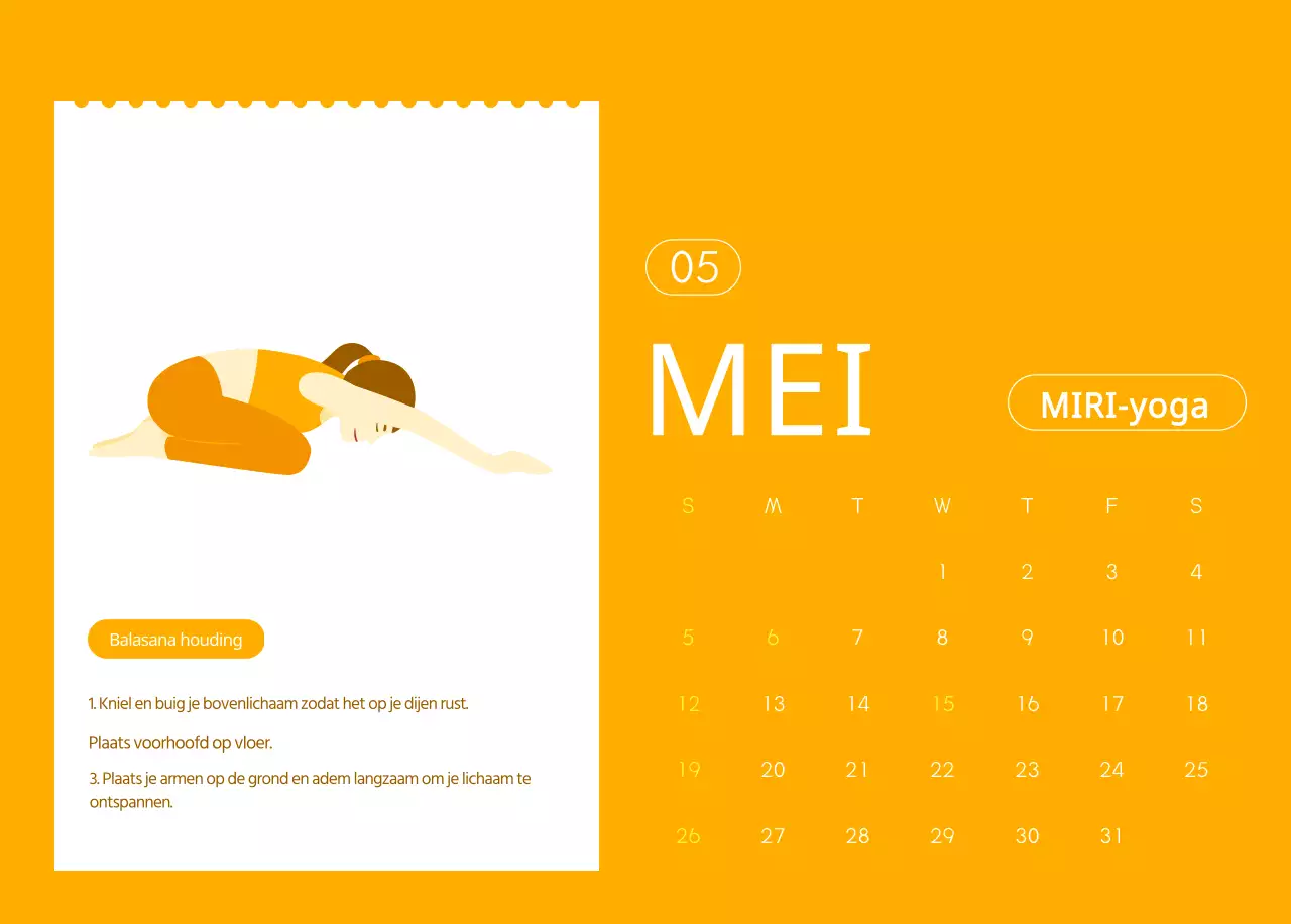 Oranje kalenders om weg te geven als je je yogastudio promoot