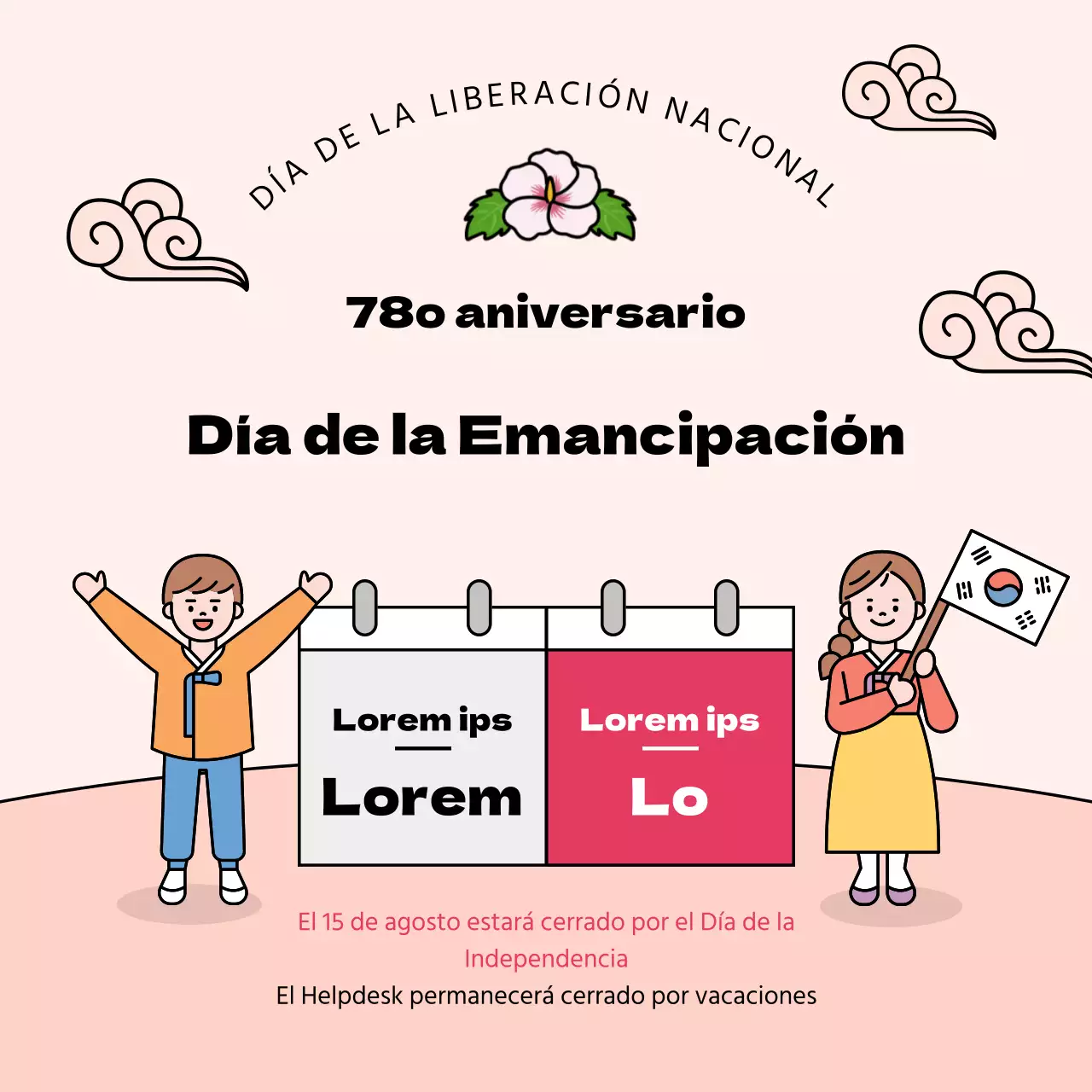 Un concepto rosa, bonito y limpio para los cierres del calendario del Día de la Independencia