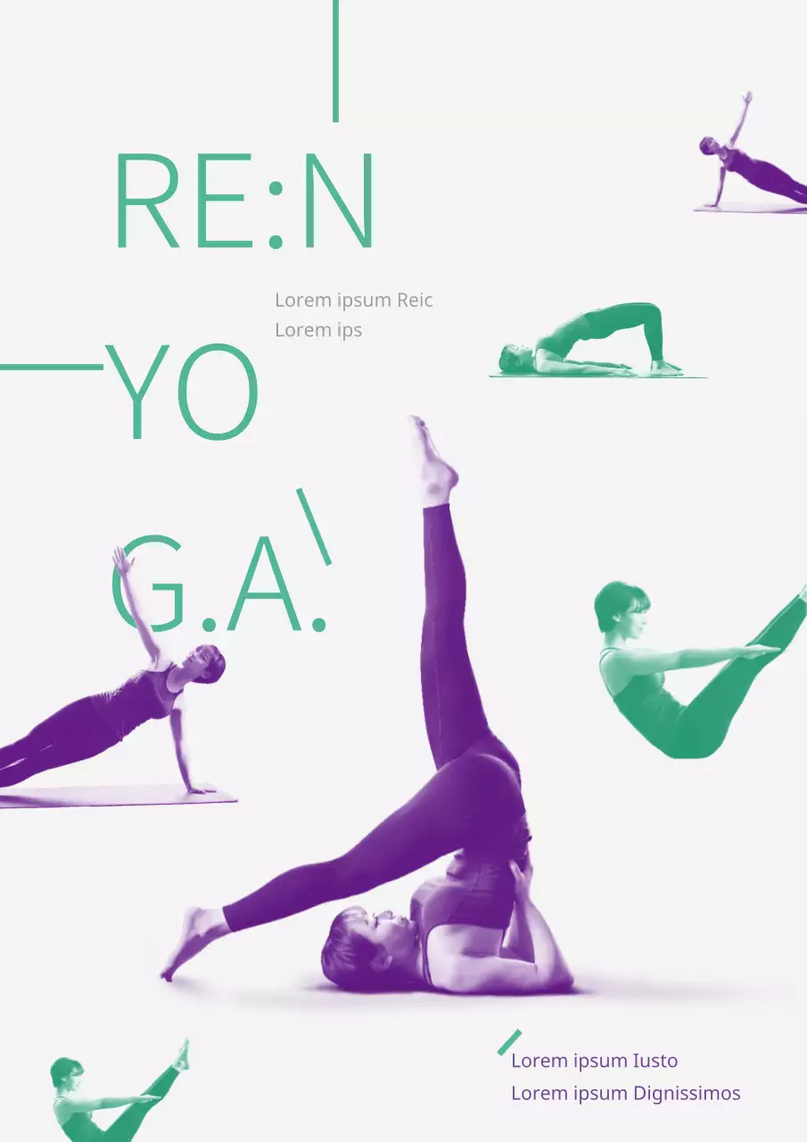 Einfache Pilates Yoga Schule Rabatt Veranstaltung Flyer in Grün und Lila