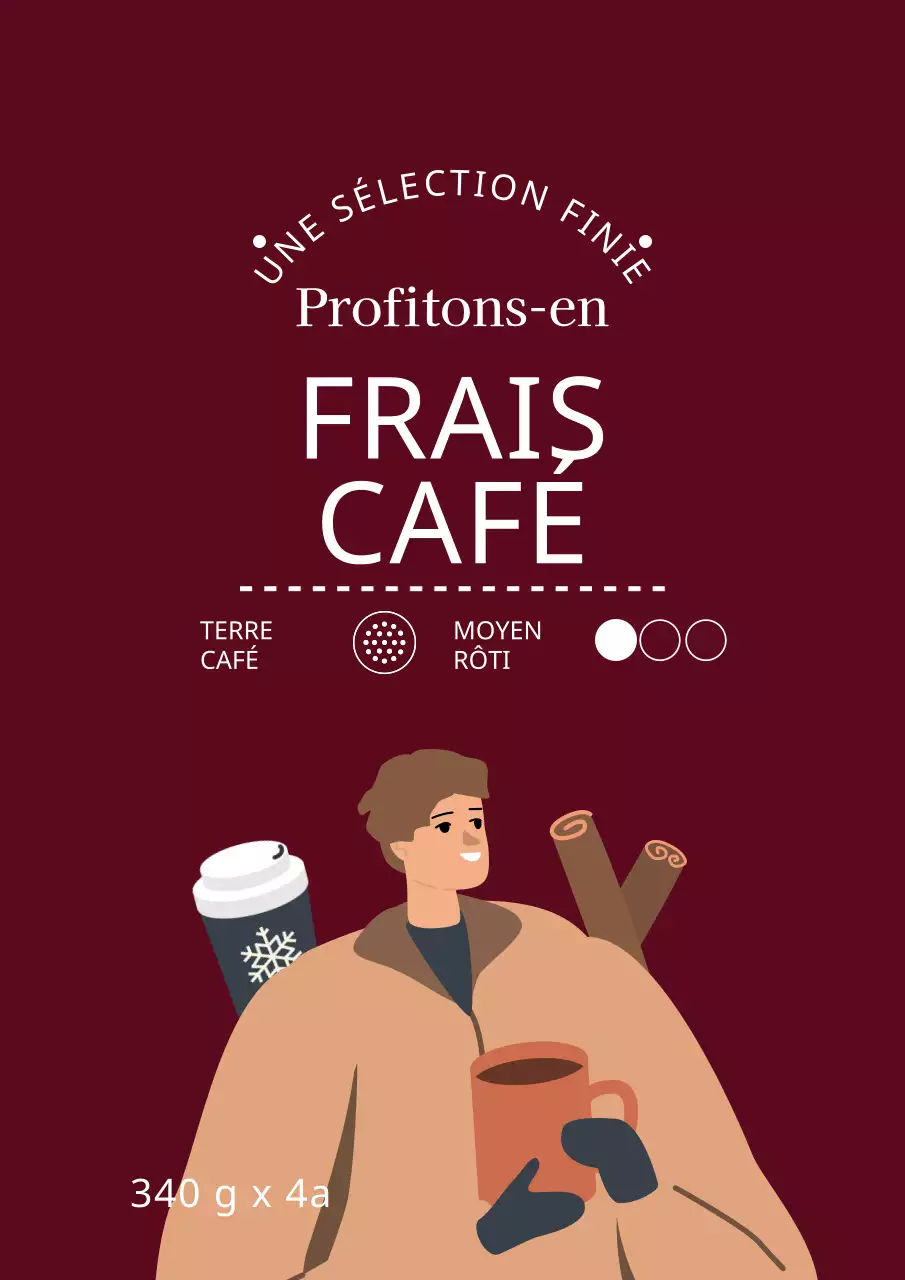 Étiquettes d'emballage de grains de café avec de jolies illustrations