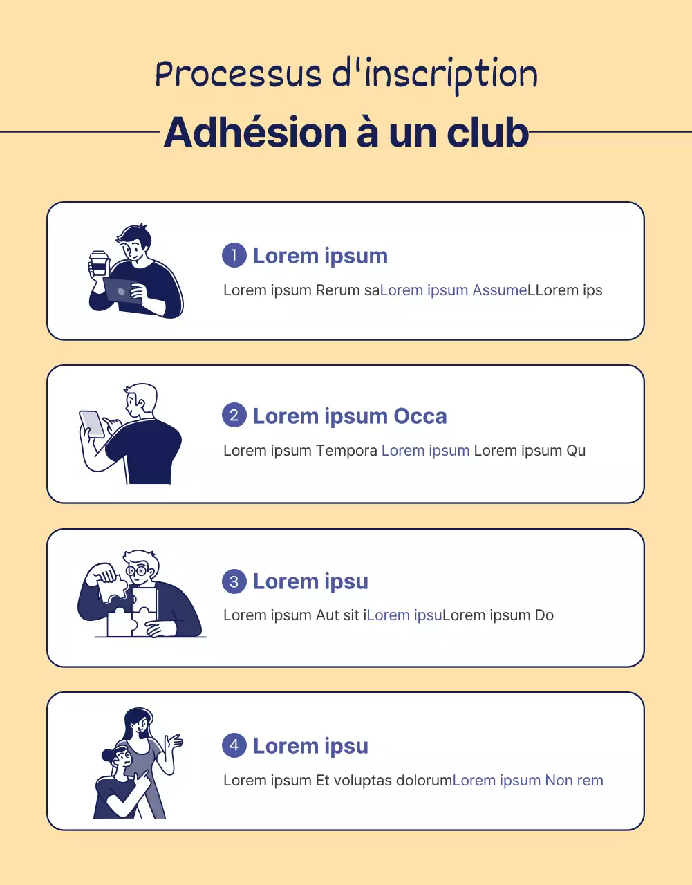 Illustration d'un environnement de travail mauve et jaune