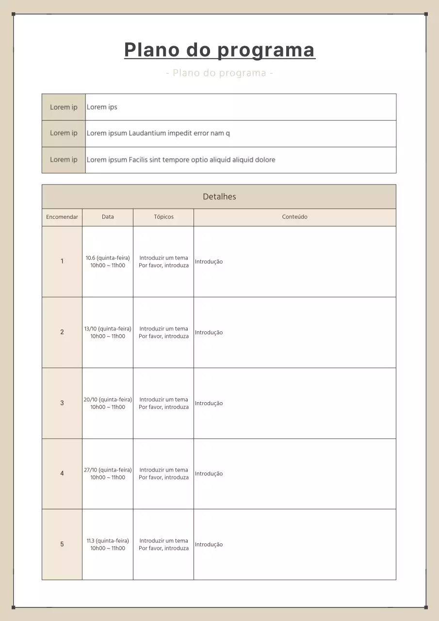 Um plano de programa simples a castanho