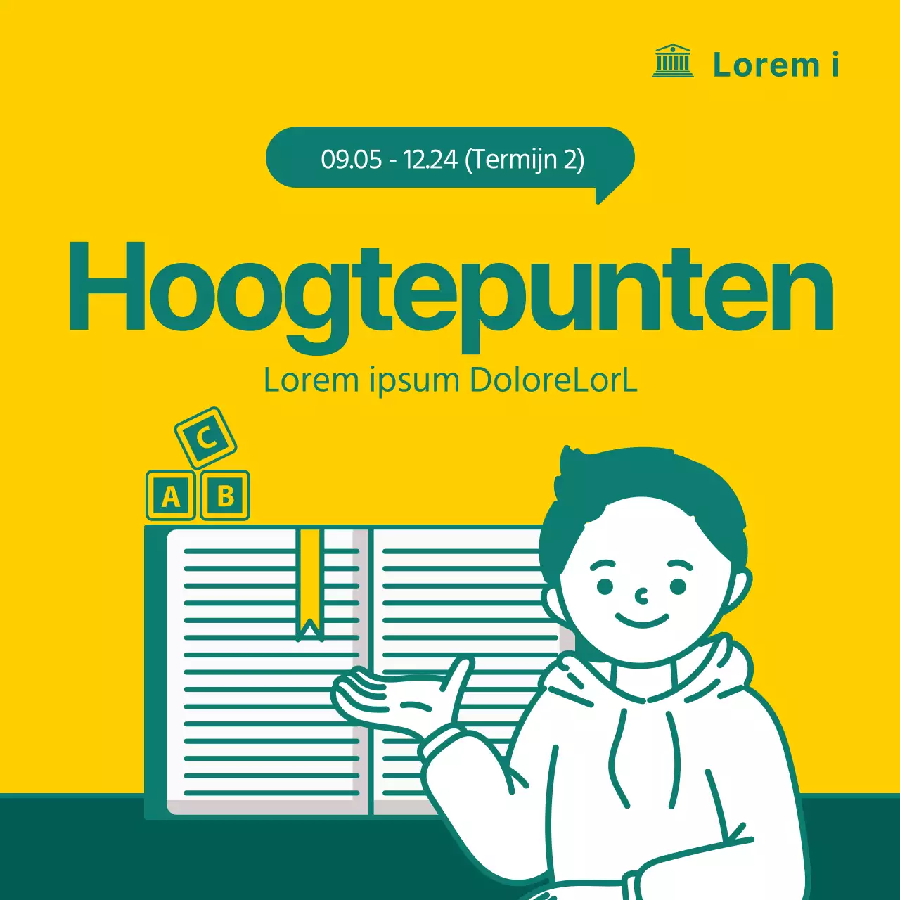 Geel en groen universiteitsaccent KaartNieuws ontwerp