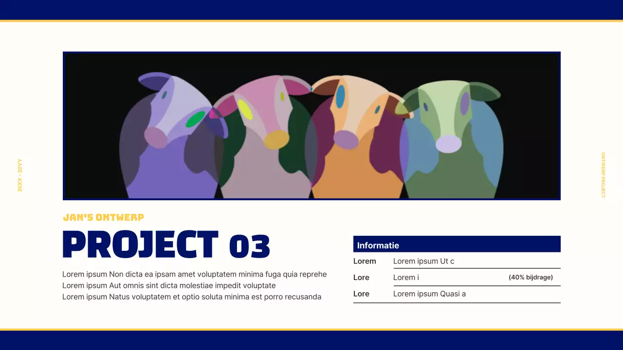 Design portfolio voor een vintage retro concept in marineblauw en geel