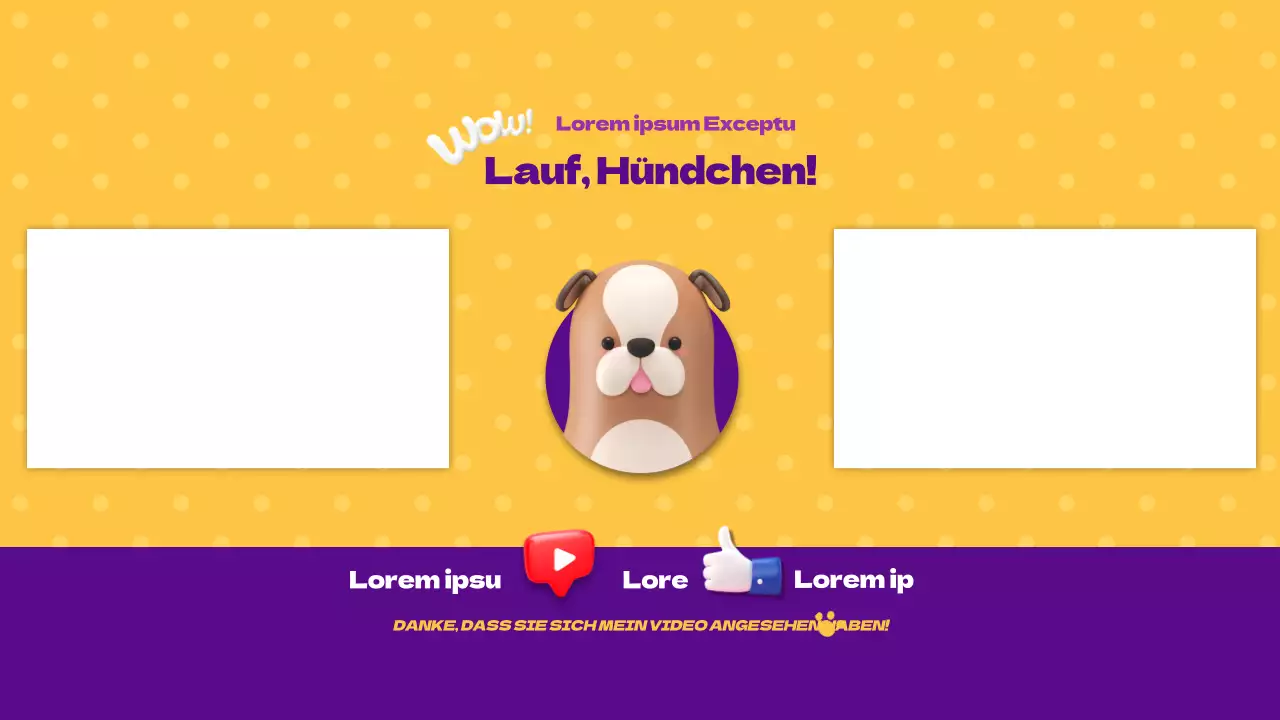 3D-Illustration von gelben und lila Hund Kanal