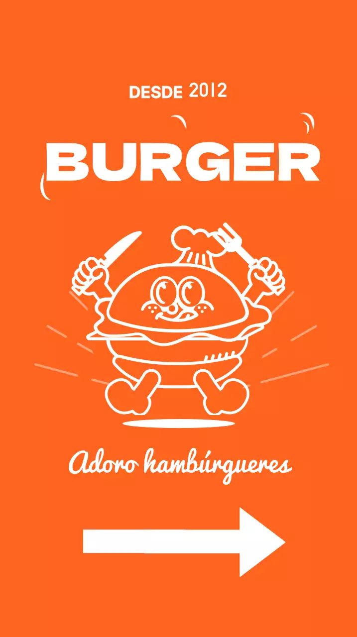 Placa de sinalização com um menu com a ilustração de um hambúrguer num fundo laranja