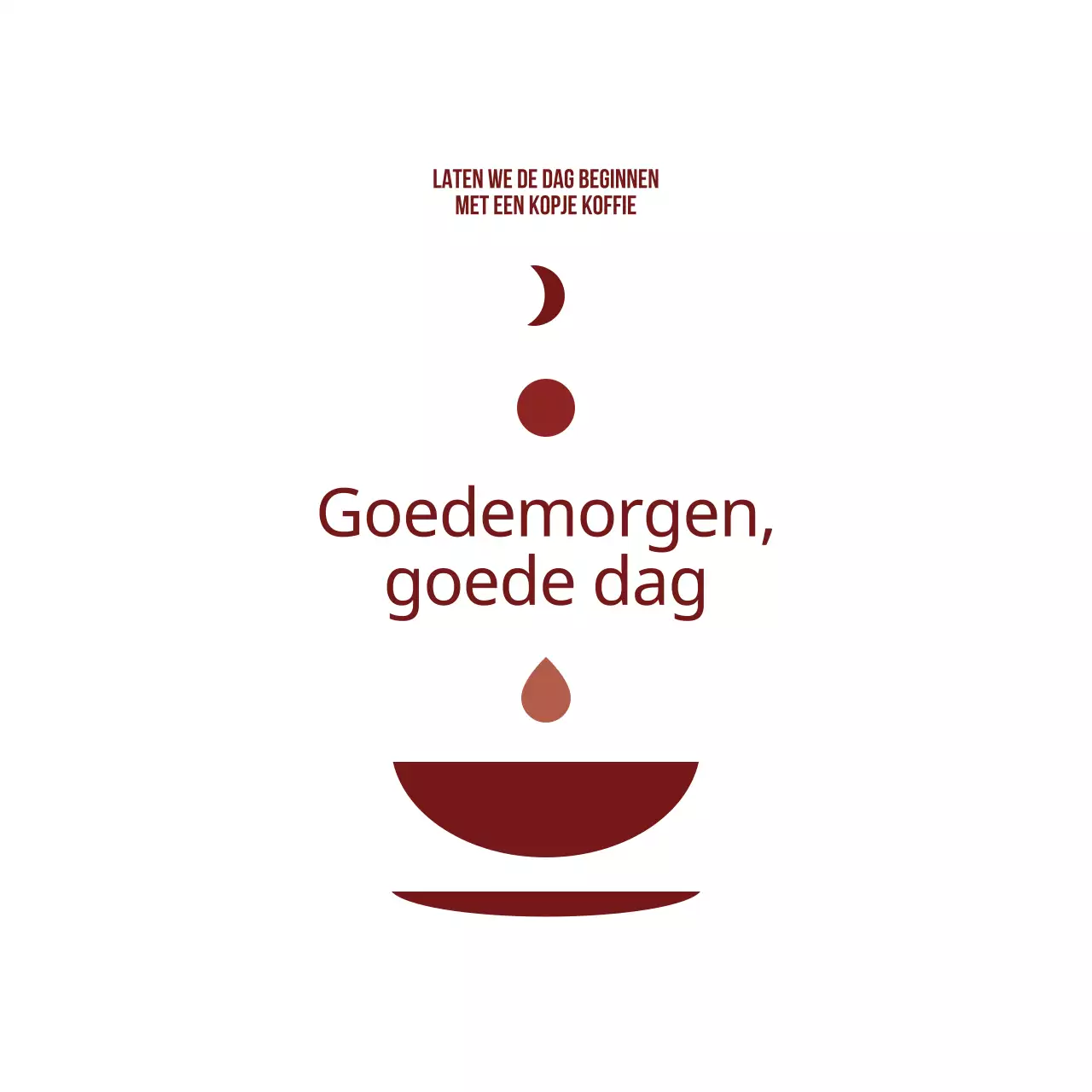 Strak en eenvoudig café-ontwerp met een maan en een illustratie van een kopje en koffie