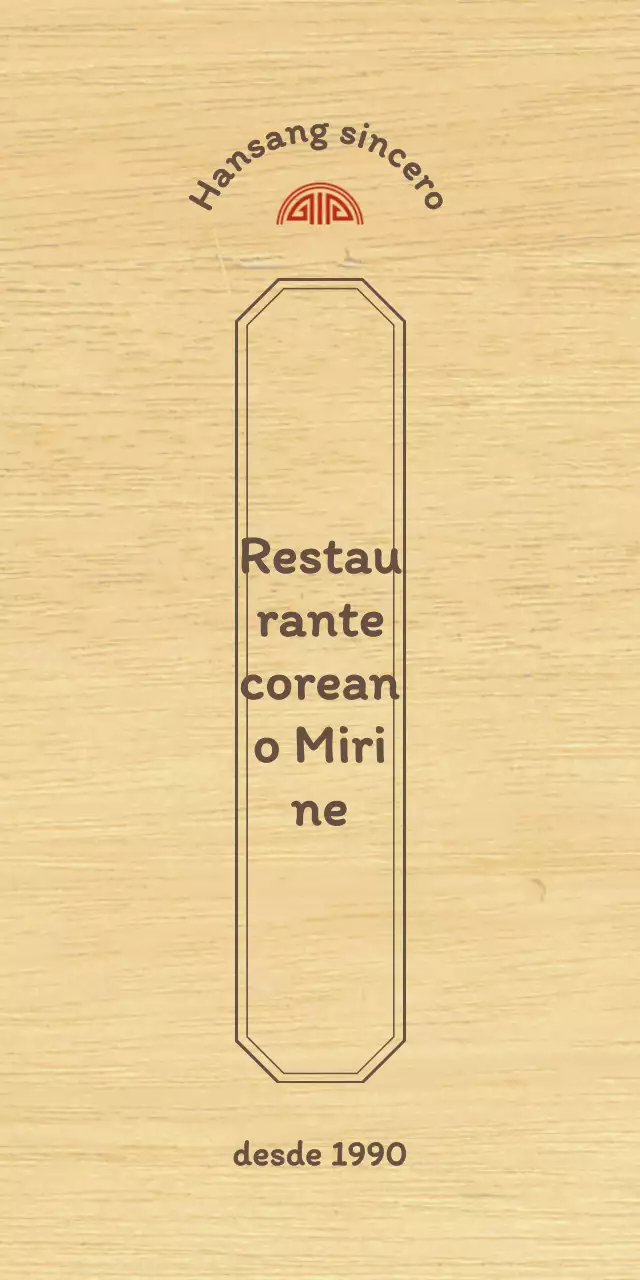 Design de restaurante coreano com um contorno concetual limpo em castanho e vermelho