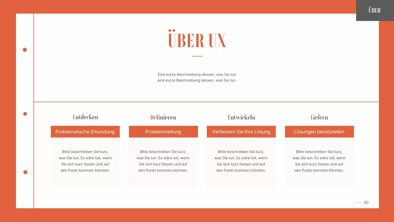 Ein einfaches, geordnetes Portfolio für einen Universitätsstudenten in Orange