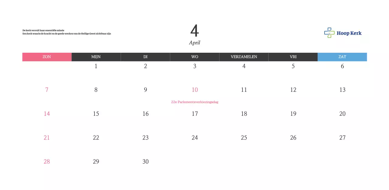 Kalender met opbeurende kerkafbeeldingen