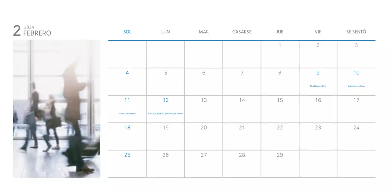 Calendario de empresa blanco y sencillo