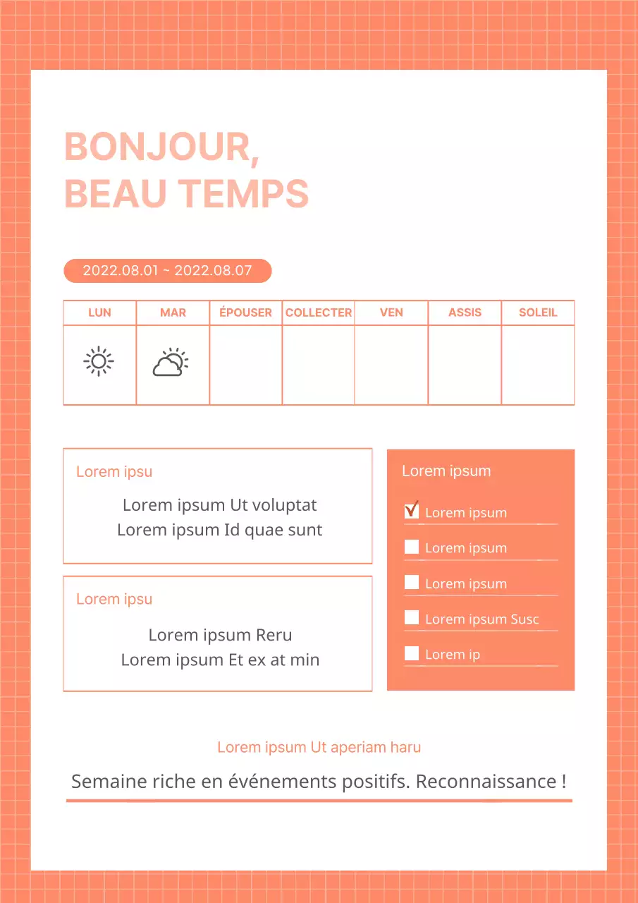 Les émotions couleur abricot comme la météo dans un modèle GoodNote
