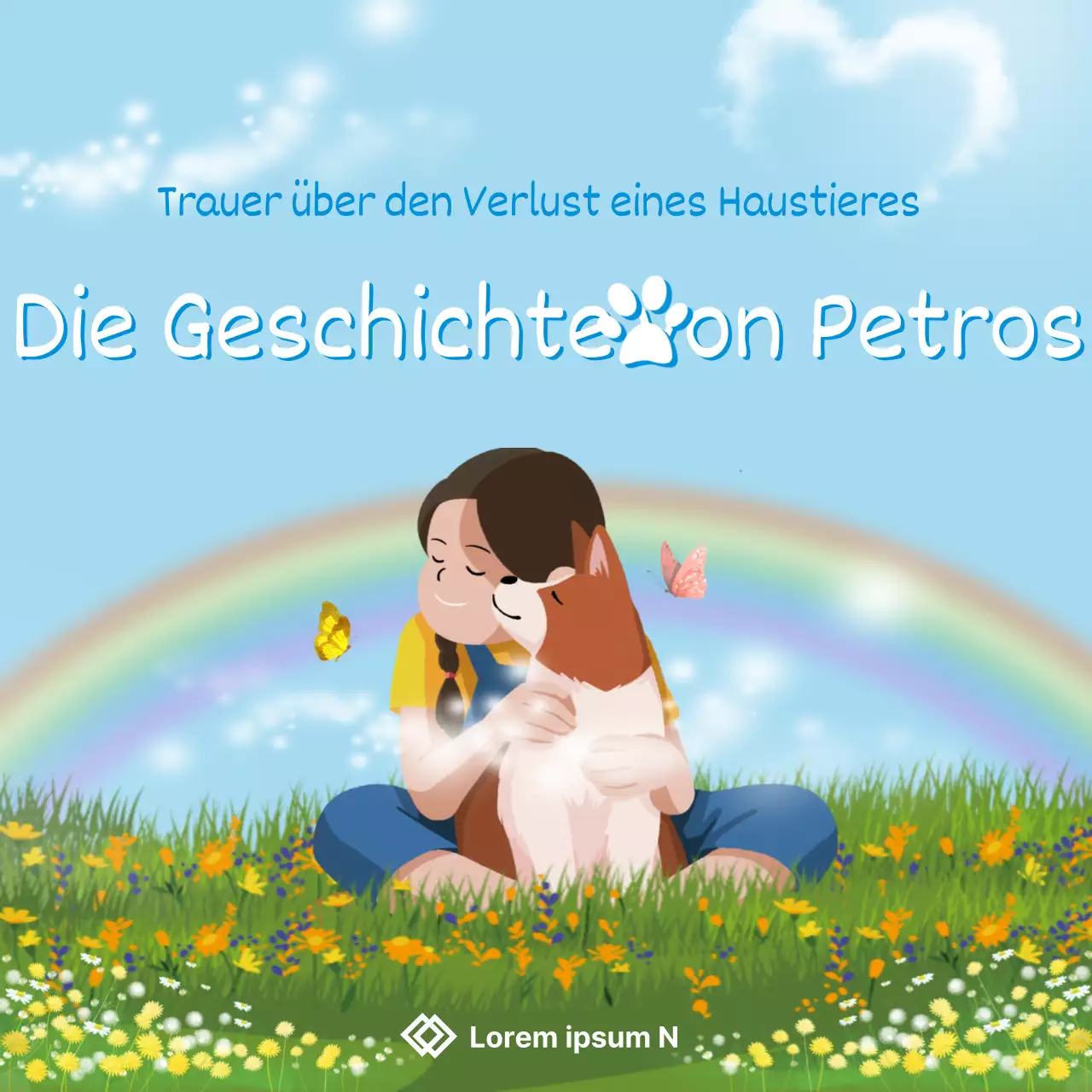 Petros' Geschichte mit niedlichen blauen Illustrationen