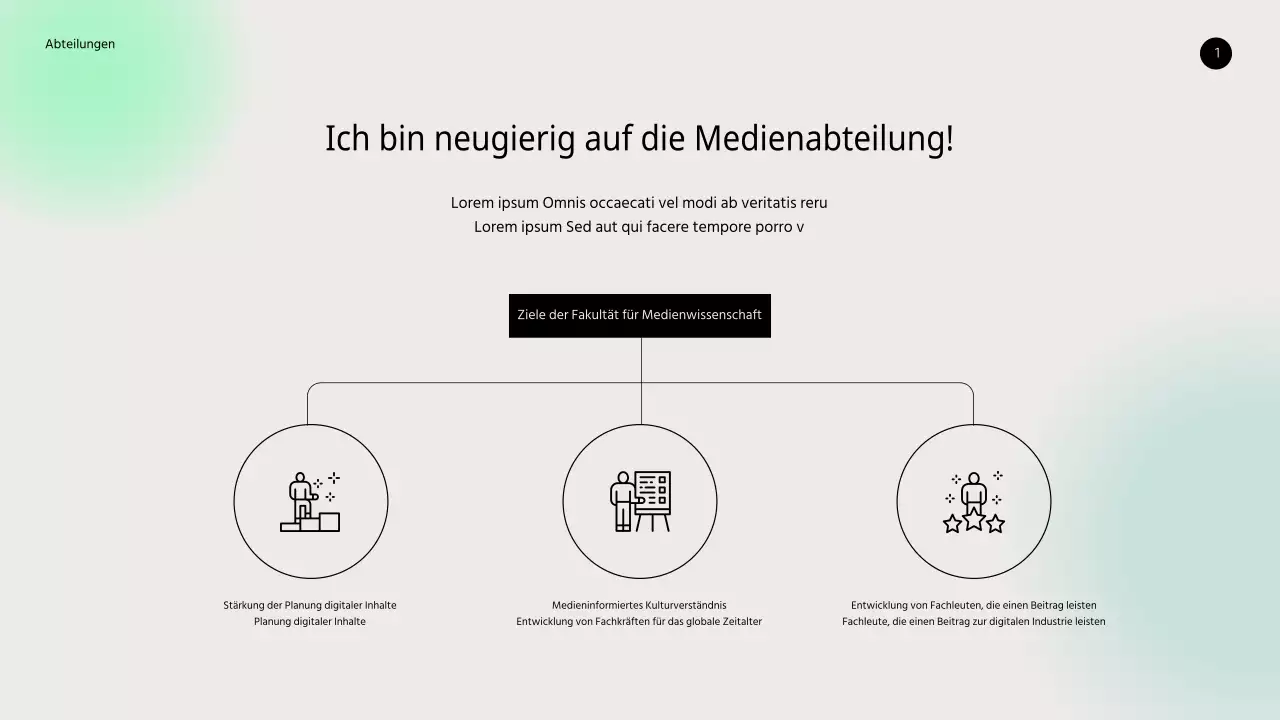 Medienabteilung und Öffentlichkeitsarbeit PPT mit Farbverlauf Hintergrund