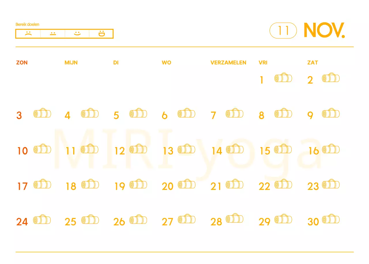 Oranje kalenders om weg te geven als je je yogastudio promoot