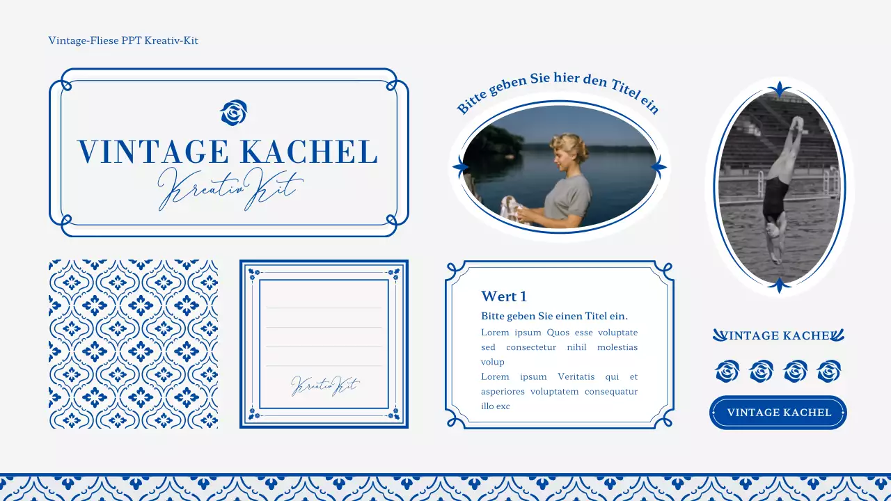 Kachelmuster im Vintage-Stil in Blau