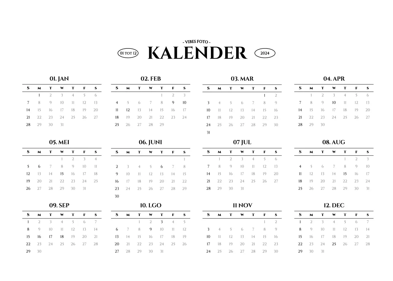 Eenvoudige stijl muurkalender met zwart-wit emotionele reisfotografie concept