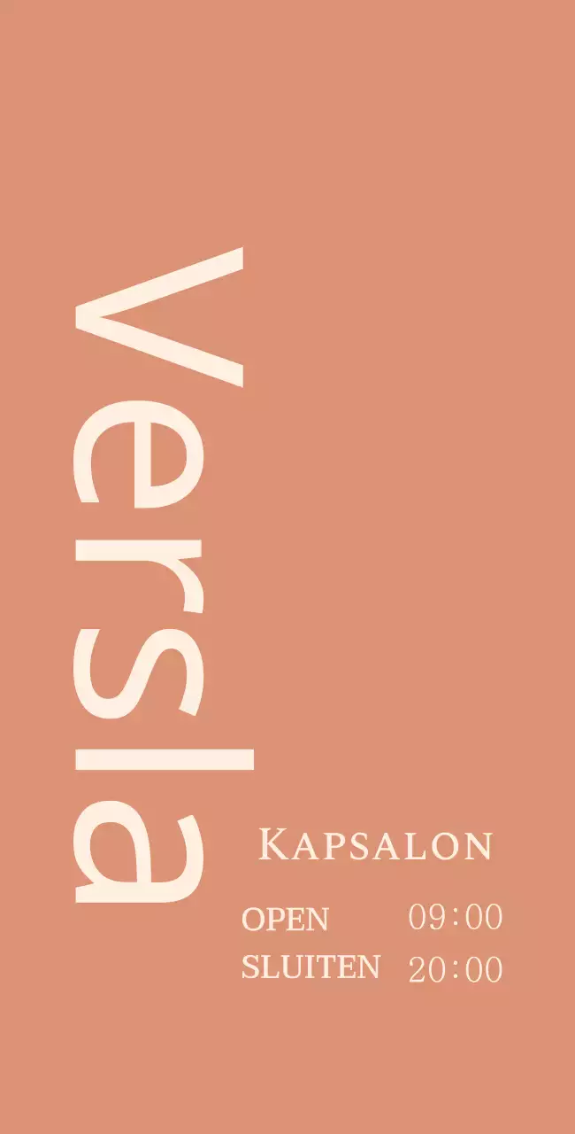 Bordje kapsalon met Engelse titel op getemperde rode achtergrond