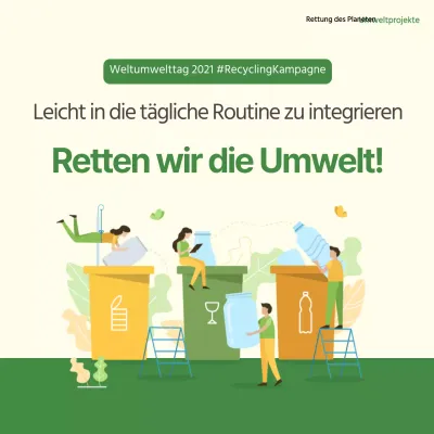 Ein einfacher grün-gelber Beitrag zur Recycling-Kampagne