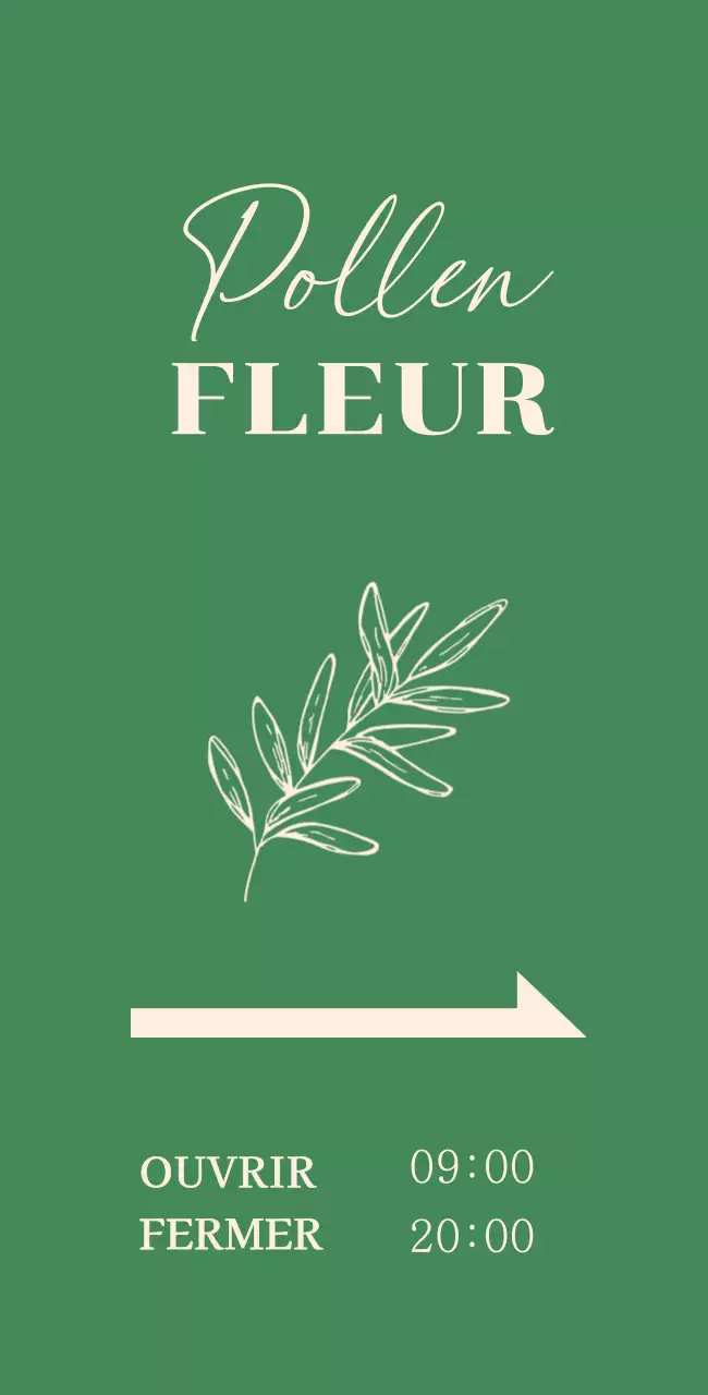 Enseigne de magasin de fleurs avec illustrations botaniques sur fond vert