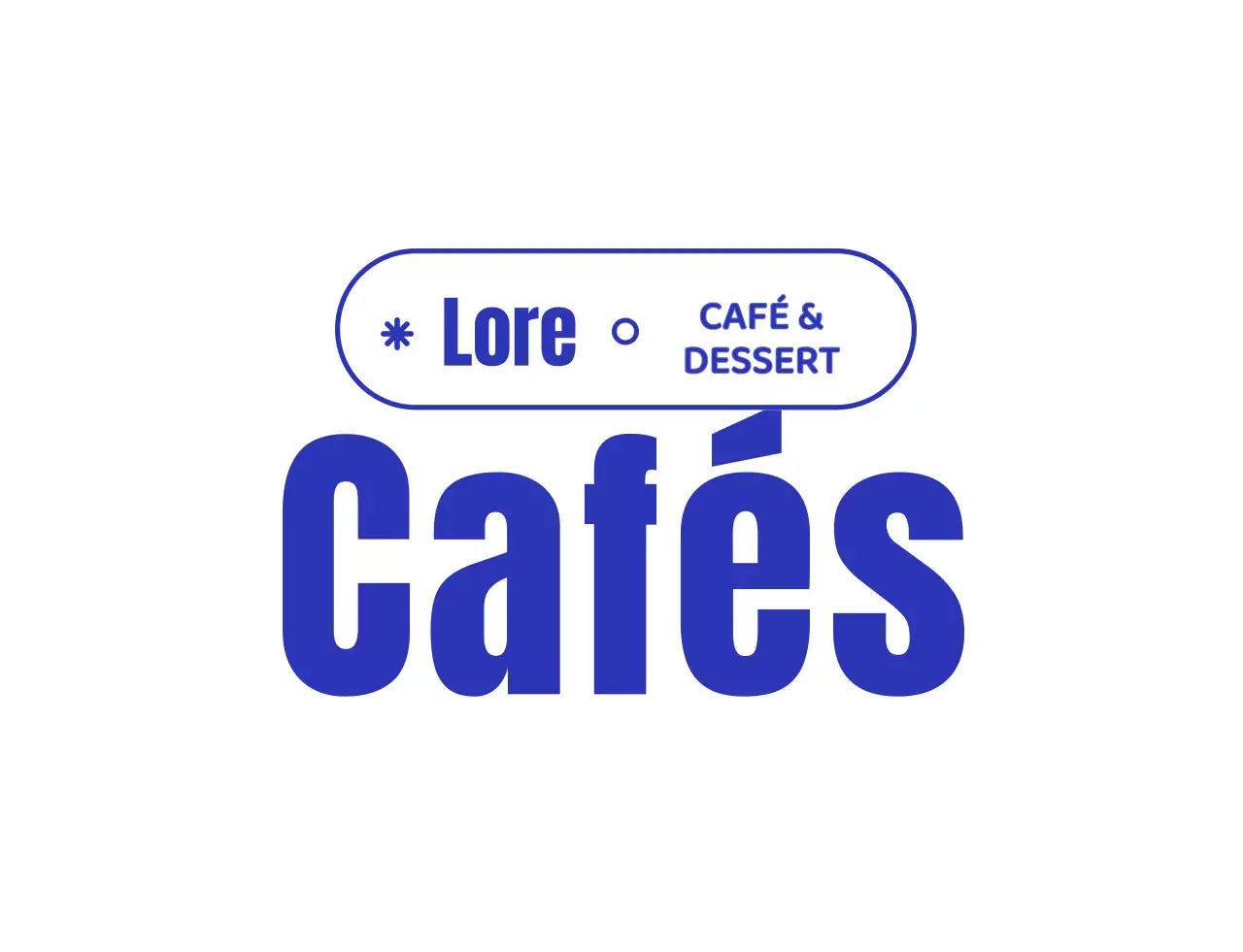 Logo d'un café bleu marine et blanc avec un joli personnage