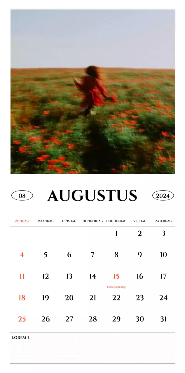 Eenvoudige stijl muurkalender met zwart-wit emotionele reisfotografie concept