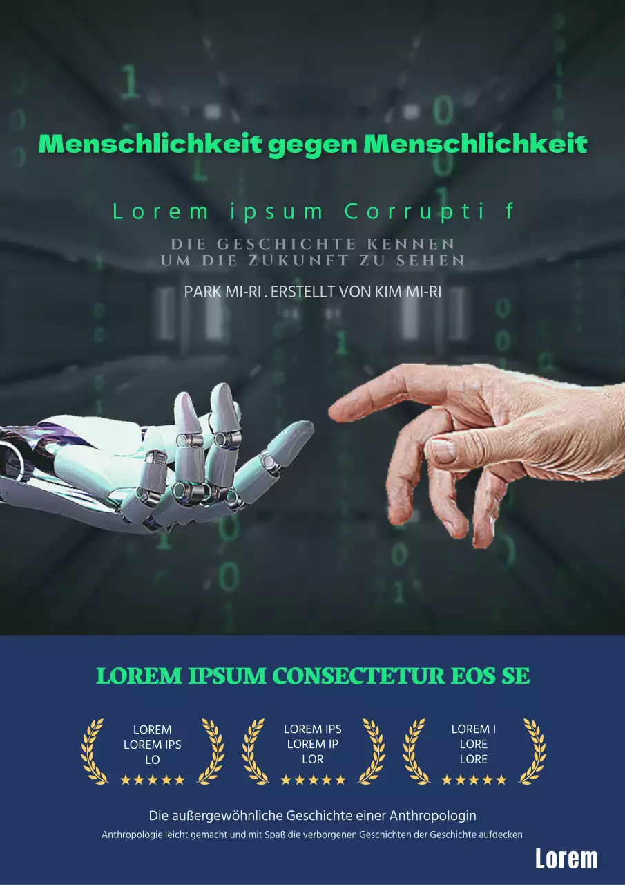 Historisches Design mit neongrünem Text