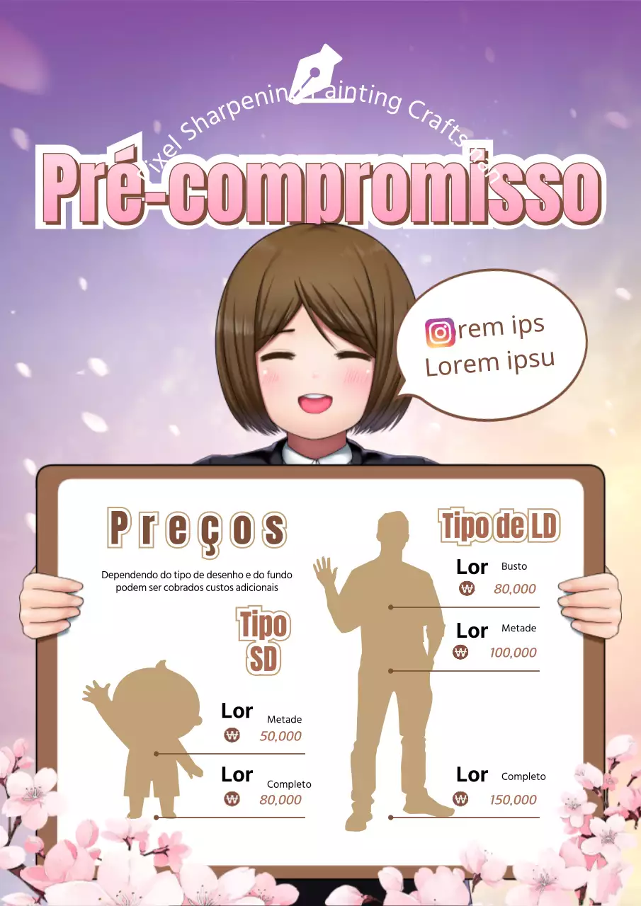 Rosa Castanho Japonês Inspirado em Anime Ilustração Conceito Comissão Preços Guia Tema