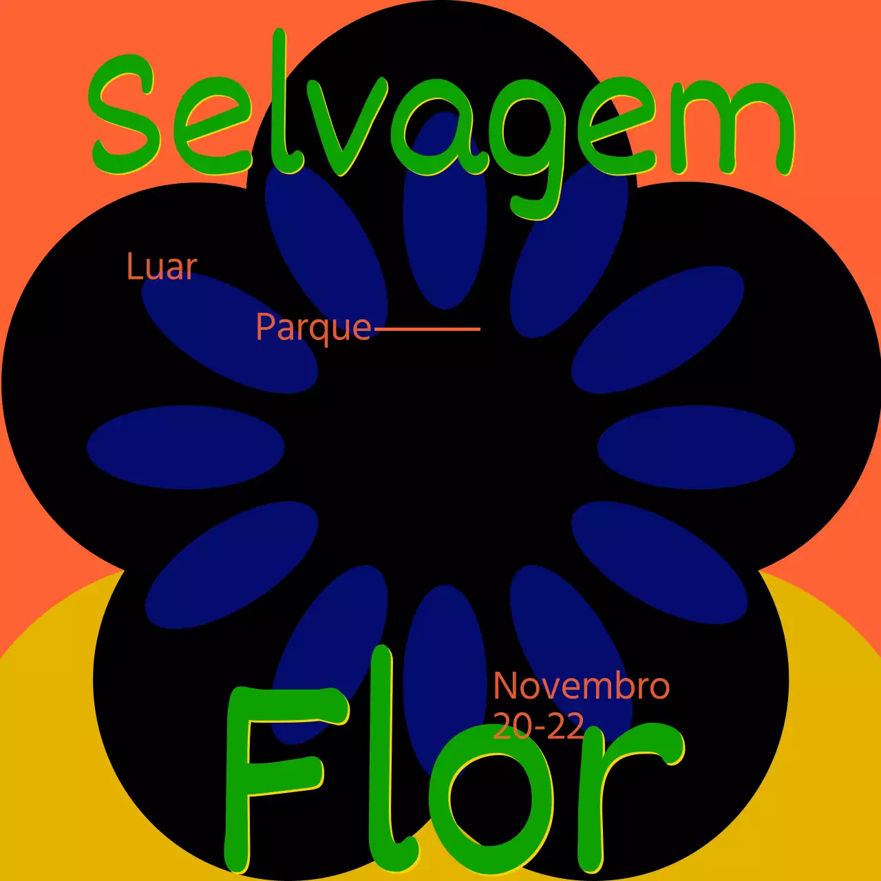 Festival das flores silvestres pretas e laranjas