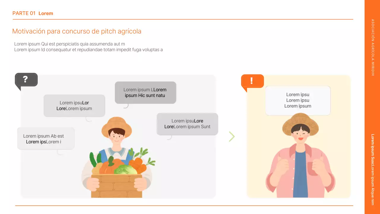 Anuncio del Día del Agricultor con una ilustración de un agricultor naranja
