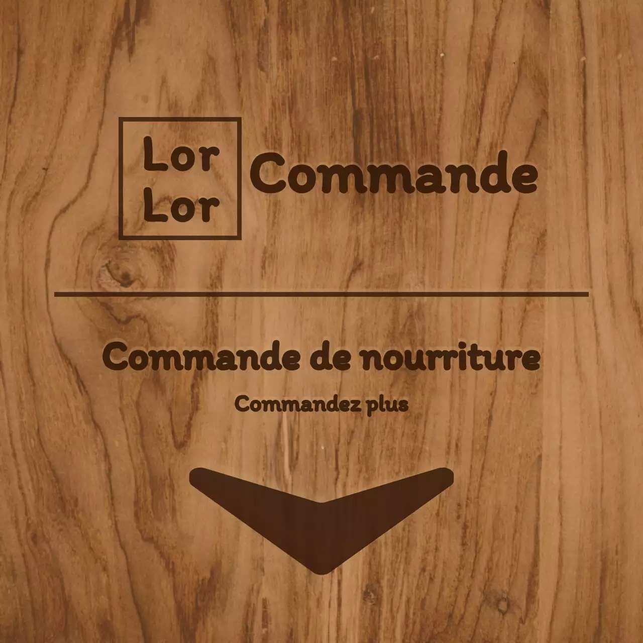 Signalétique intérieure de la cantine avec des couleurs brunâtres et un concept simple en bois