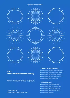 Blaue und weiße geometrische Formen Ankündigung eines Winterpraktikums