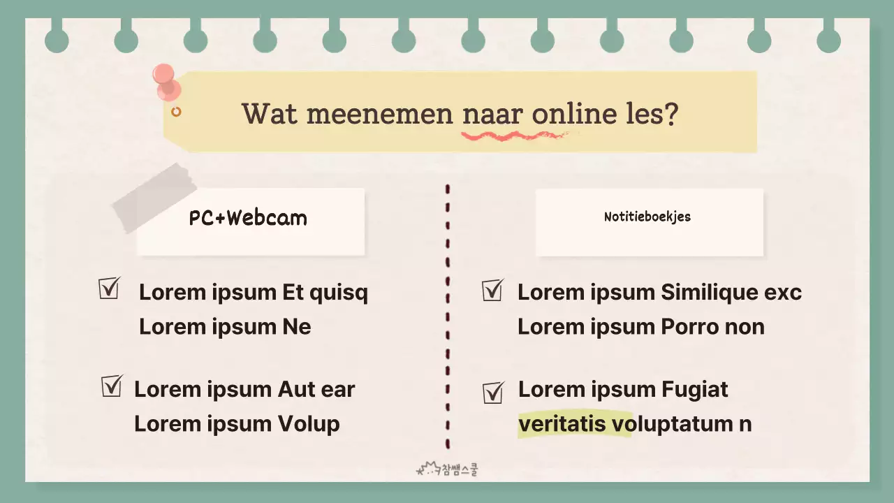 Online klas etiquette met het gele briefjes concept