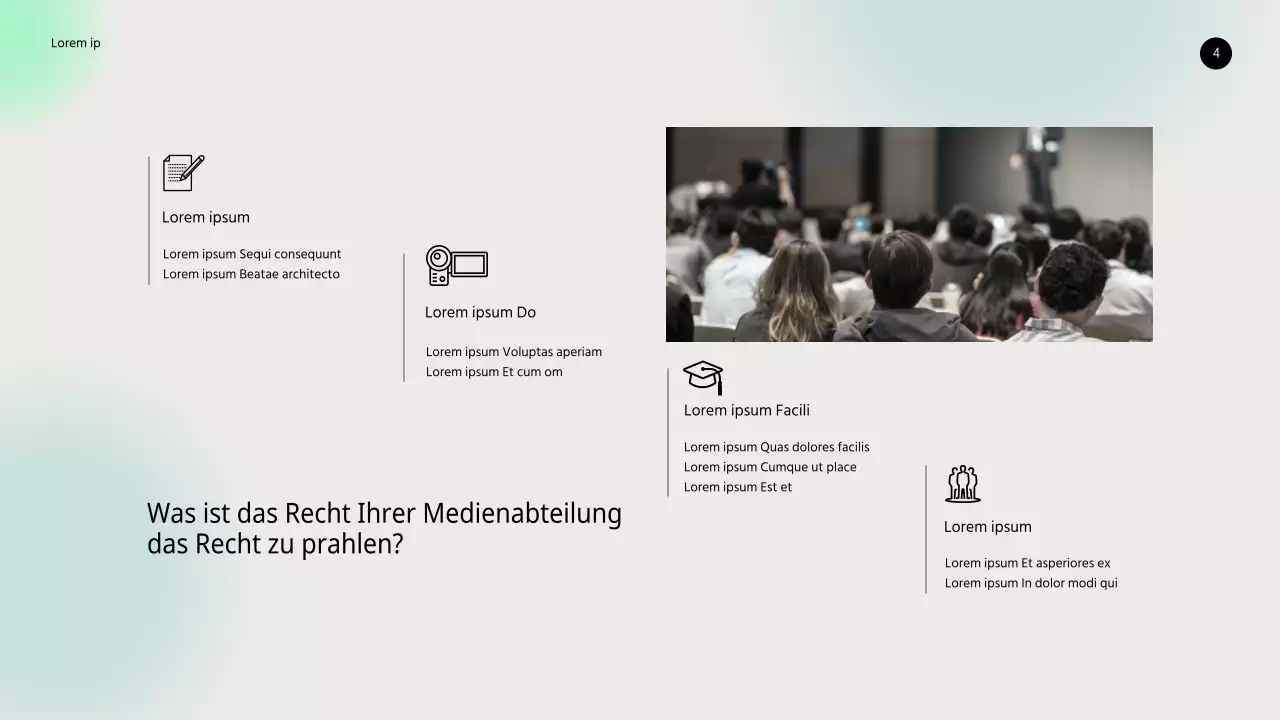 Medienabteilung und Öffentlichkeitsarbeit PPT mit Farbverlauf Hintergrund
