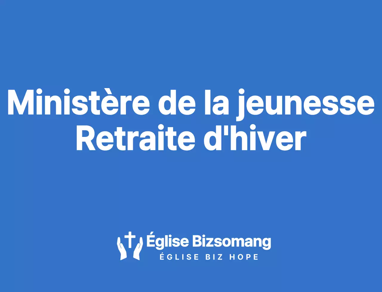 T-shirt de l'équipe de la retraite d'hiver de l'église en bleu et blanc.