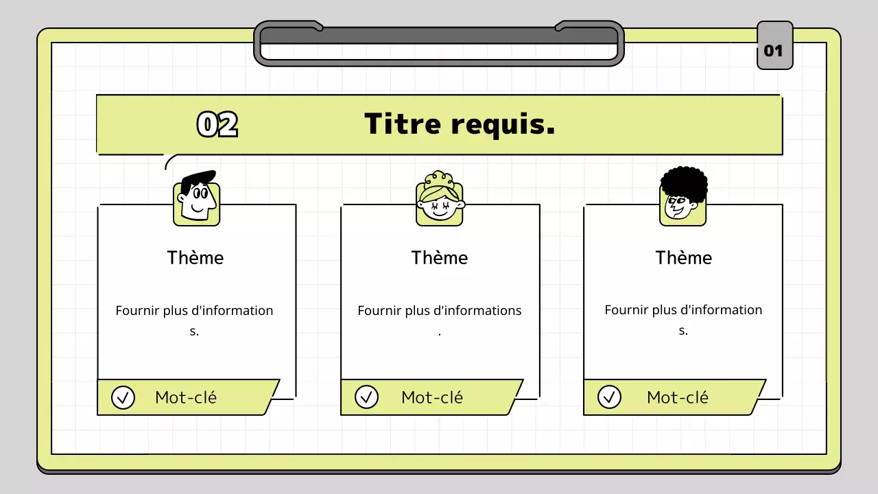 Clipboard concept educational presentation kit in lime and white