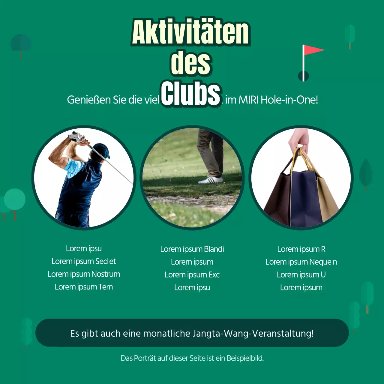 Firmengolfclub mit grünem Hintergrund CardNews