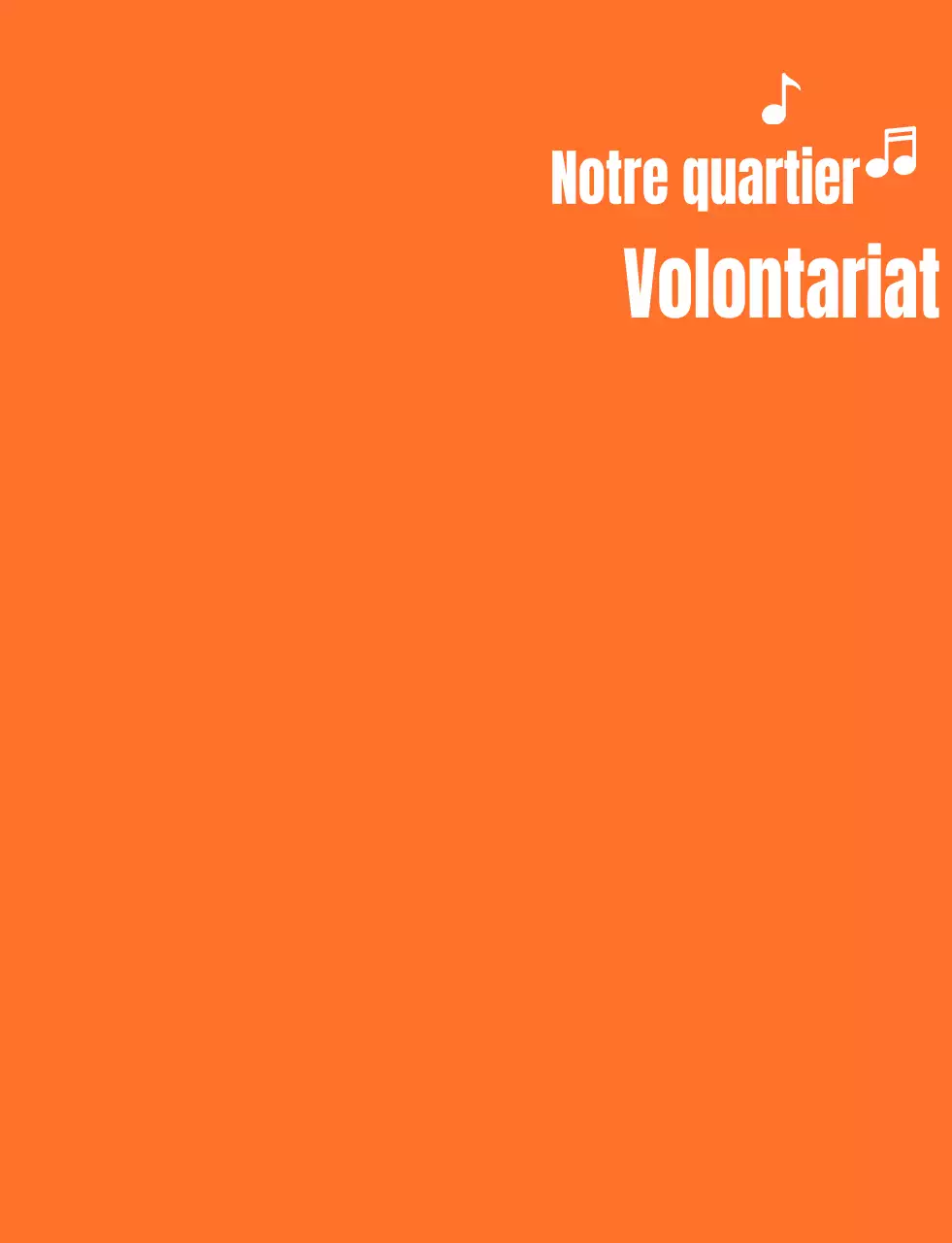 Logo avec texte rythmique en orange et blanc Organisation bénévole