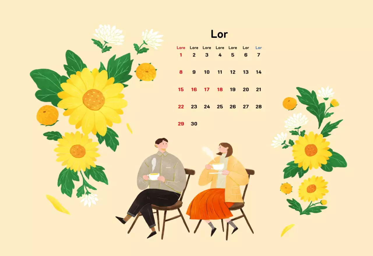 Un calendario di Capodanno caldo e illustrato