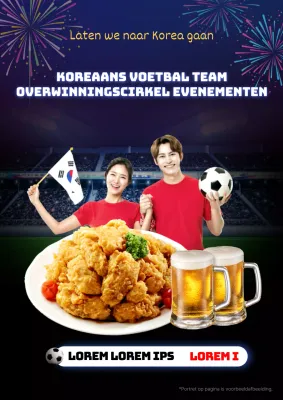 Koreaans voetbalelftal Overwinningstuin Evenement met kip en bier Cheer Wereldbeker Voetbalwedstrijd