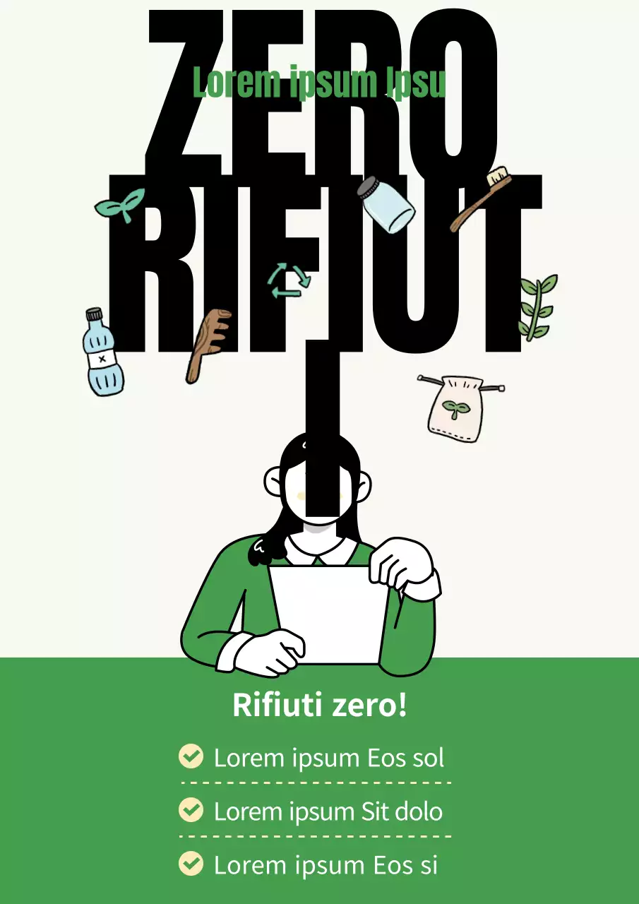 Un annuncio a rifiuti zero colorato di verde e chartreuse