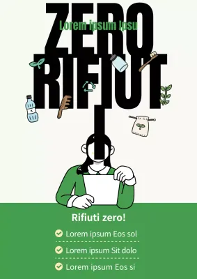Un annuncio a rifiuti zero colorato di verde e chartreuse