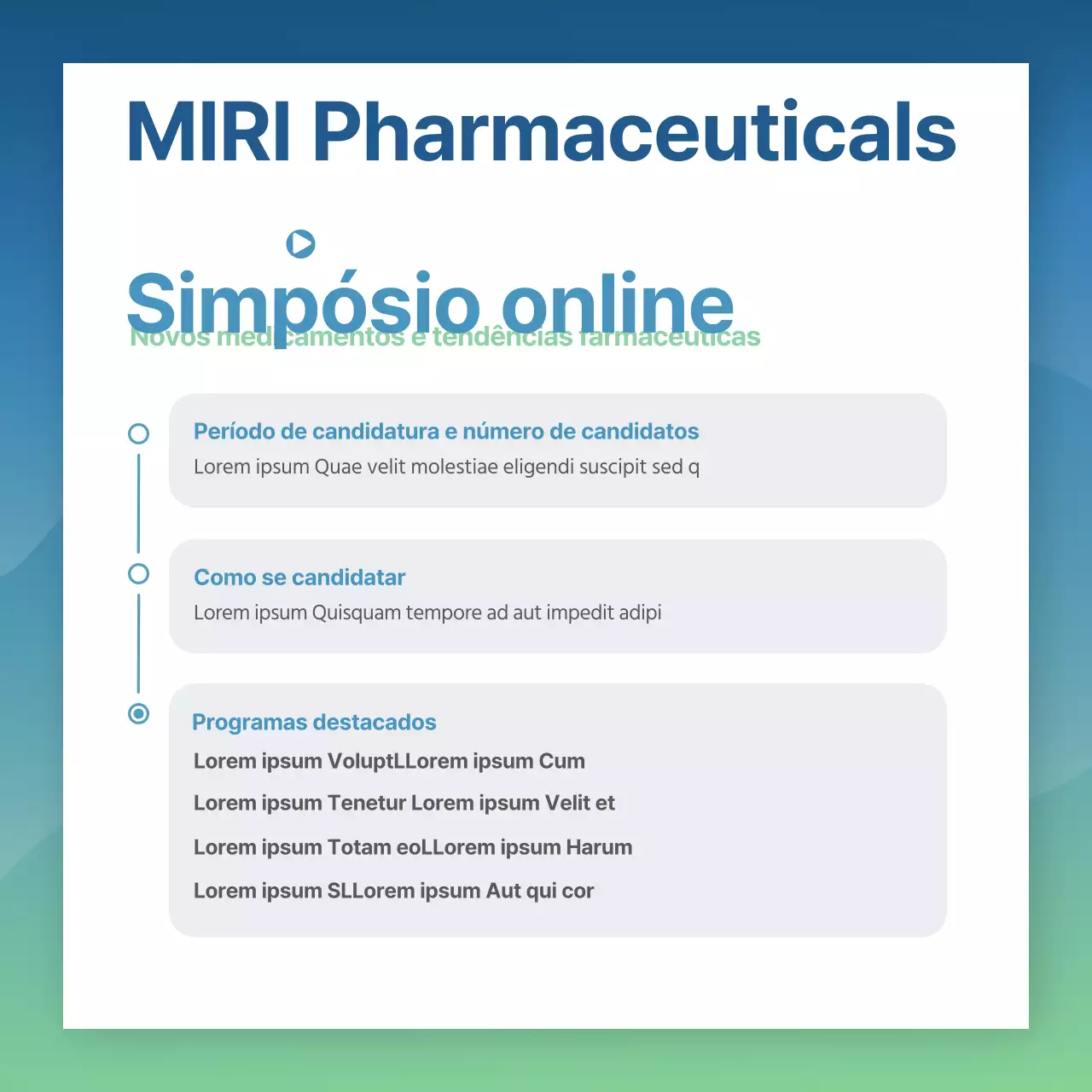 Simpósio em linha para empresas farmacêuticas