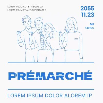 Illustration de ligne en couleur bleu point description de l'emploi