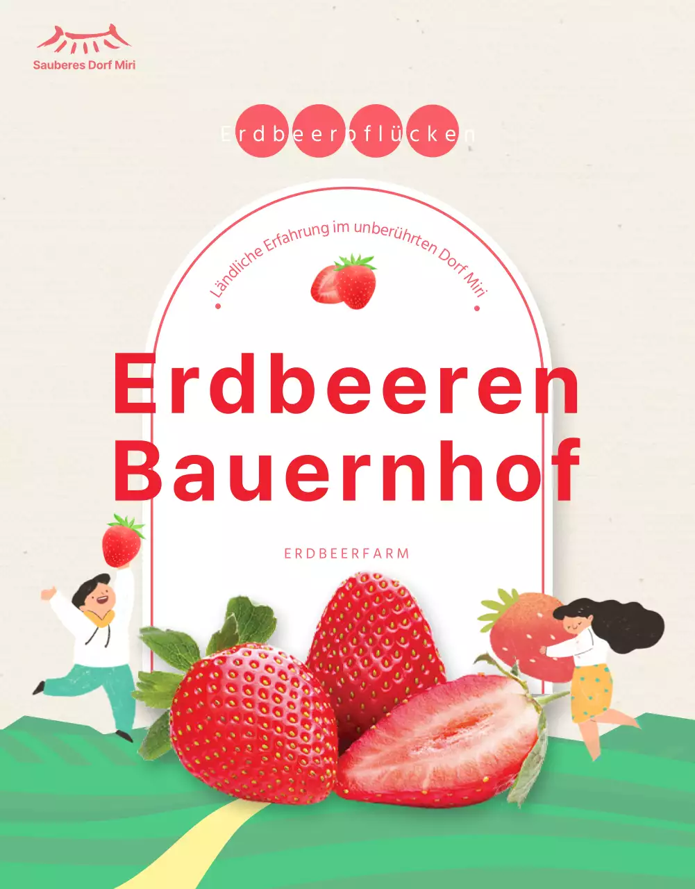 Rosa illustrierte Erdbeer Farm Erfahrung Details
