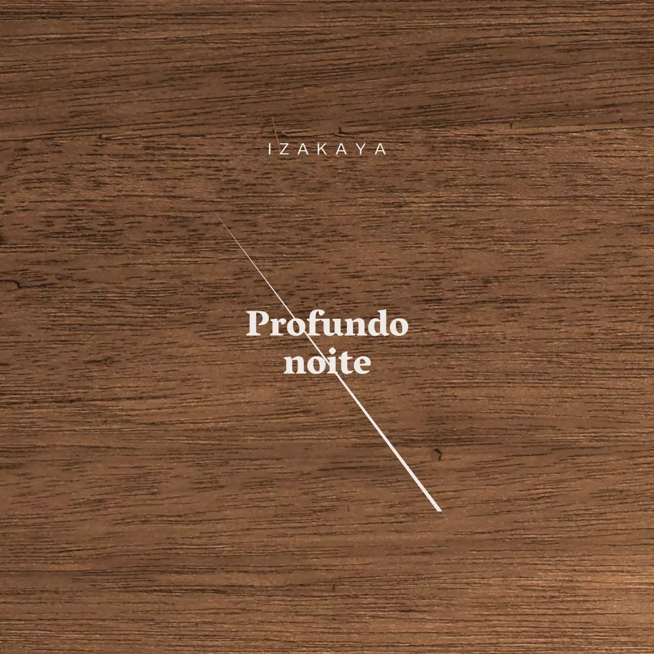 Desenho de Izakaya com kanji a cinzento claro e linhas diagonais