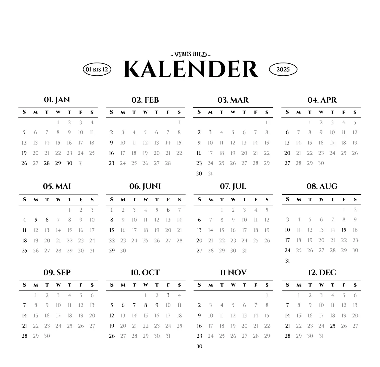 Einfacher Stil Wandkalender mit schwarz-weiß emotionalen Reisefotografie Konzept